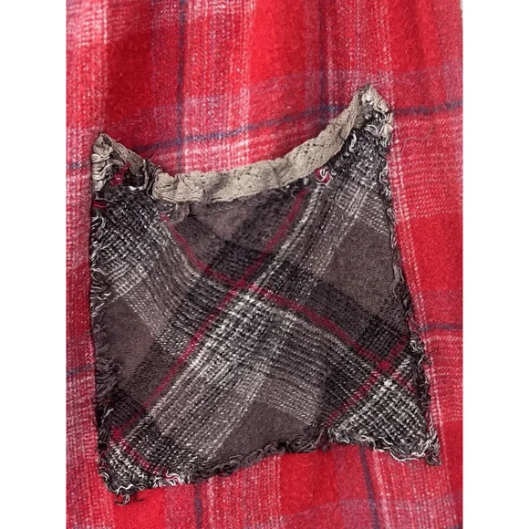 Free People Red Plaid Boho Lounge Pants Women’s Size Medium Hippie Lagenlook - Picture 4 of 6